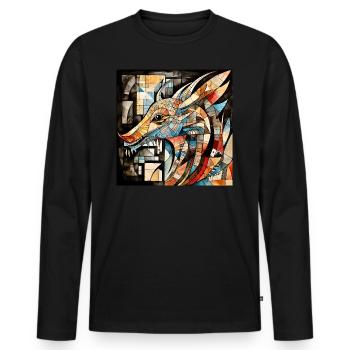 Rồng 2 - Men's Premium Organic Long Sleeve Shirt - black - Front - Nico (187cm)