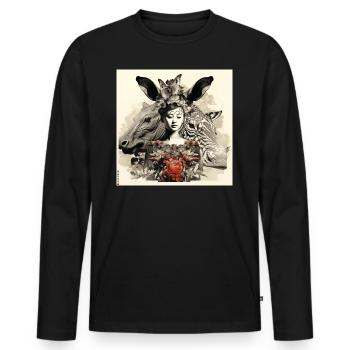 Rhino meets Alligator - Men's Premium Organic Long Sleeve Shirt - black - Front - Nico (187cm)