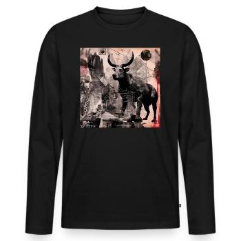 Der Stier - Männer Premium Bio Langarmshirt - Schwarz - Vorne - Nico (187cm)
