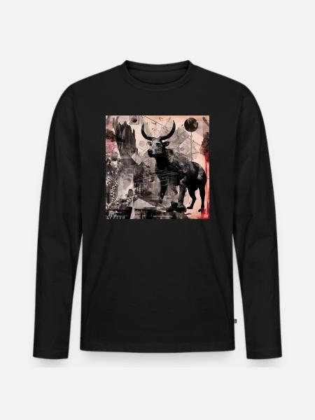 Der Stier - Männer Premium Bio Langarmshirt - Schwarz
