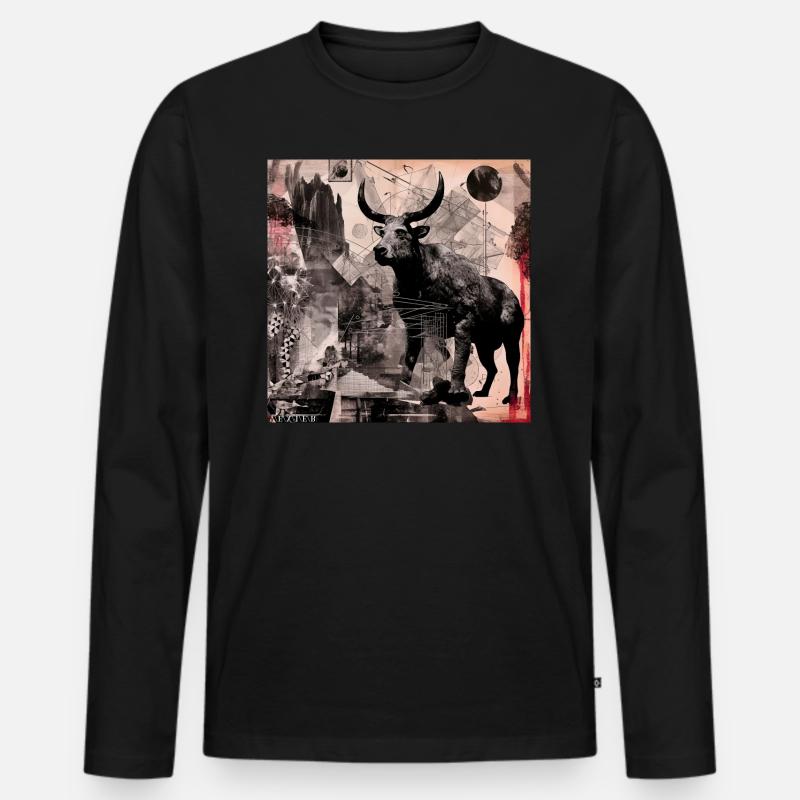 Der Stier - Männer Premium Bio Langarmshirt - Schwarz