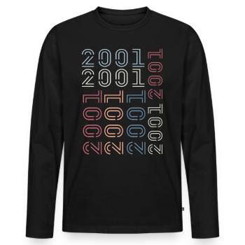 Né en 2001 Cadeau Anniversaire 2001 Retro 2001 - T-shirt manches longues Premium bio Homme - noir - Devant - Nico (187cm)
