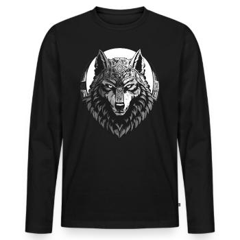 Valhalla Loup Loups Runes d’Odin Boussole nordique - T-shirt manches longues Premium bio Homme - noir - Devant - Nico (187cm)