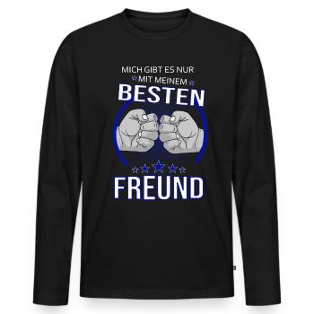Nur mit bestem Freund - Männer Premium Bio Langarmshirt - Schwarz - Vorne - Nico (187cm)