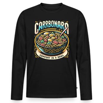 Carbonara-Nudeln Nudelnudeln Italienisches Essen - Männer Premium Bio Langarmshirt - Schwarz - Vorne - Nico (187cm)