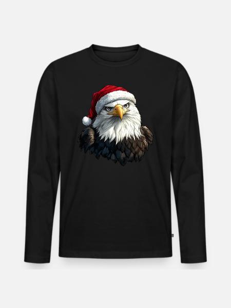 Eagle Christmas - Men's Premium Organic Long Sleeve Shirt - black