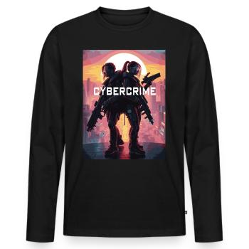cyber 05 - Männer Premium Bio Langarmshirt - Schwarz - Vorne - Nico (187cm)
