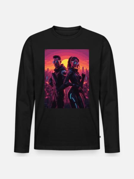 cyber 08 - Männer Premium Bio Langarmshirt - Schwarz