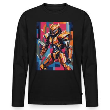 robot 04 - Männer Premium Bio Langarmshirt - Schwarz - Vorne - Nico (187cm)