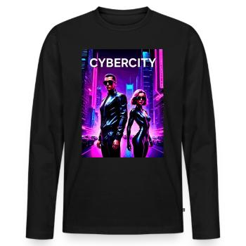 2reborn CyberCity Cybercrime Cyberlove 1 - Männer Premium Bio Langarmshirt - Schwarz - Vorne - Nico (187cm)