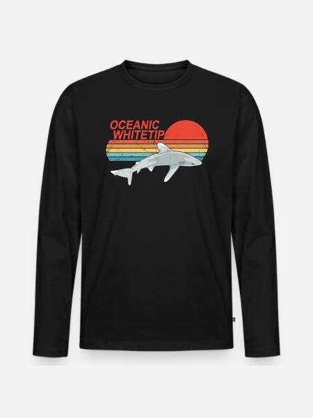 Longimanus Weißspitzenhai - Männer Premium Bio Langarmshirt - Schwarz
