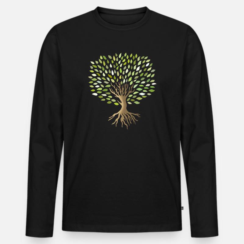 Baum - Männer Premium Bio Langarmshirt - Schwarz