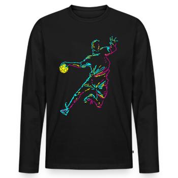 Handball Player Striker Jump Shot Goalkeeper - Men's Premium Organic Long Sleeve Shirt - black - Front - Nico (187cm)