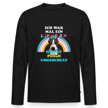 Hund Pitbull war Einhorn für Hundeliebhaber - Männer Premium Bio Langarmshirt - Schwarz - Vorne - Nico (187cm)