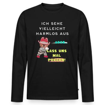 Poker Shark Pokern Onlinepoker - Männer Premium Bio Langarmshirt - Schwarz - Vorne - Nico (187cm)