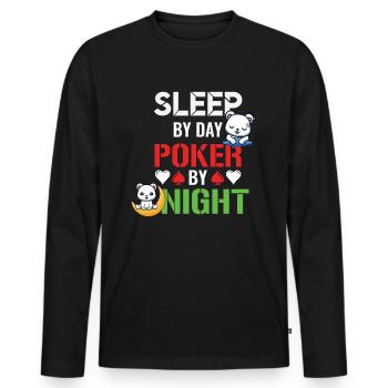 Poker Night Sleep by Day - Men's Premium Organic Long Sleeve Shirt - black - Front - Nico (187cm)