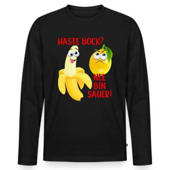Vegane Banane und Zitrone Witzig Zitrone ist Sauer - Männer Premium Bio Langarmshirt - Schwarz - Vorne - Nico (187cm)