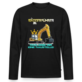 Baggerführer Baggerfahrer für die Baustelle Bagger - Männer Premium Bio Langarmshirt - Schwarz - Vorne - Nico (187cm)