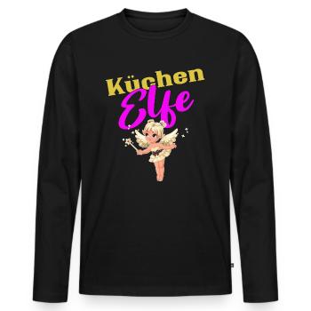 Küchen Elfe Shirt Design für eine gute Köchin - Männer Premium Bio Langarmshirt - Schwarz - Vorne - Nico (187cm)