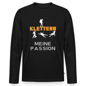 Klettern Bergsteigen Design für Kletterer - Männer Premium Bio Langarmshirt - Schwarz - Vorne - Nico (187cm)