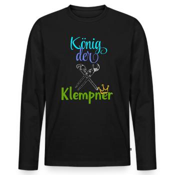 König der Klempner Handwerker Beruf Klempner - Männer Premium Bio Langarmshirt - Schwarz - Vorne - Nico (187cm)