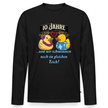 10 Jahrestag Geschenk, tolle 10 Jahre Jahrestag - Männer Premium Bio Langarmshirt - Schwarz - Vorne - Nico (187cm)