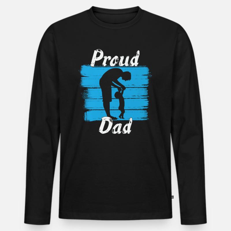 Stolzer Papa Vater - Männer Premium Bio Langarmshirt - Schwarz
