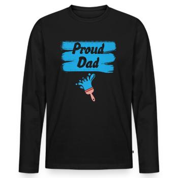 Proud Father Dad Papa - Men's Premium Organic Long Sleeve Shirt - black - Front - Nico (187cm)