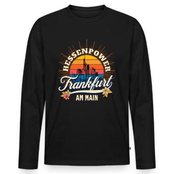 Frankfurt am Main Hessenpower - Männer Premium Bio Langarmshirt - Schwarz - Vorne - Nico (187cm)