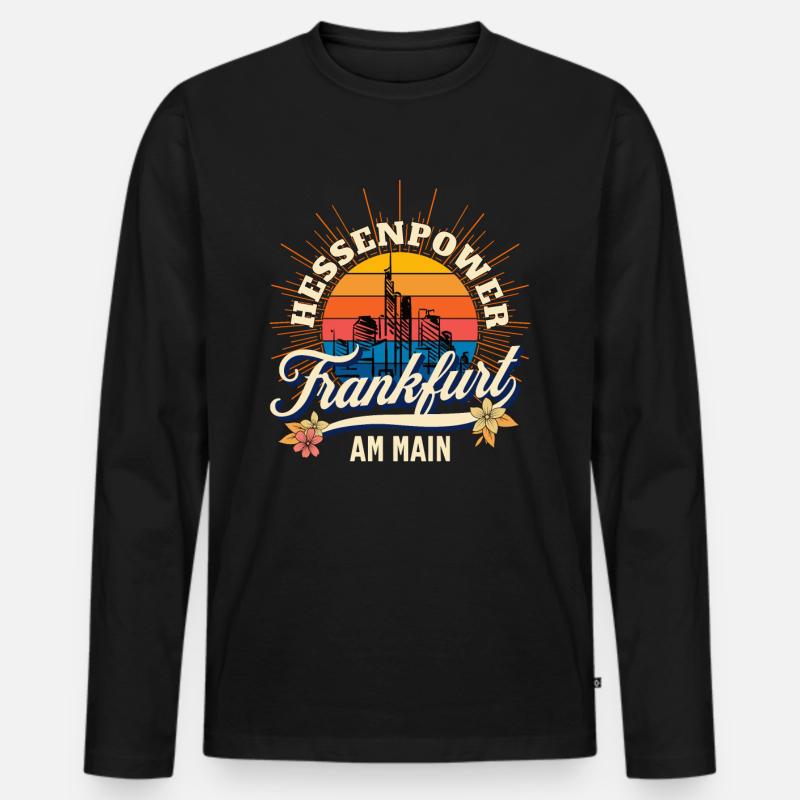 Frankfurt am Main Hessenpower - Männer Premium Bio Langarmshirt - Schwarz