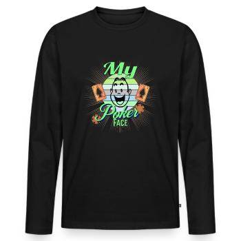 Poker Face - Men's Premium Organic Long Sleeve Shirt - black - Front - Nico (187cm)