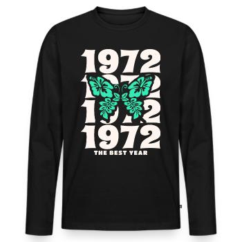 Groovy und Vintage 1972 50-jähriges Jubiläum - Männer Premium Bio Langarmshirt - Schwarz - Vorne - Nico (187cm)