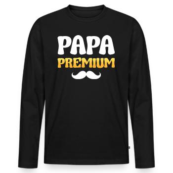 Papa Premium Homme Parent Papa Fête Des Pères 2024 - T-shirt manches longues Premium bio Homme - noir - Devant - Nico (187cm)