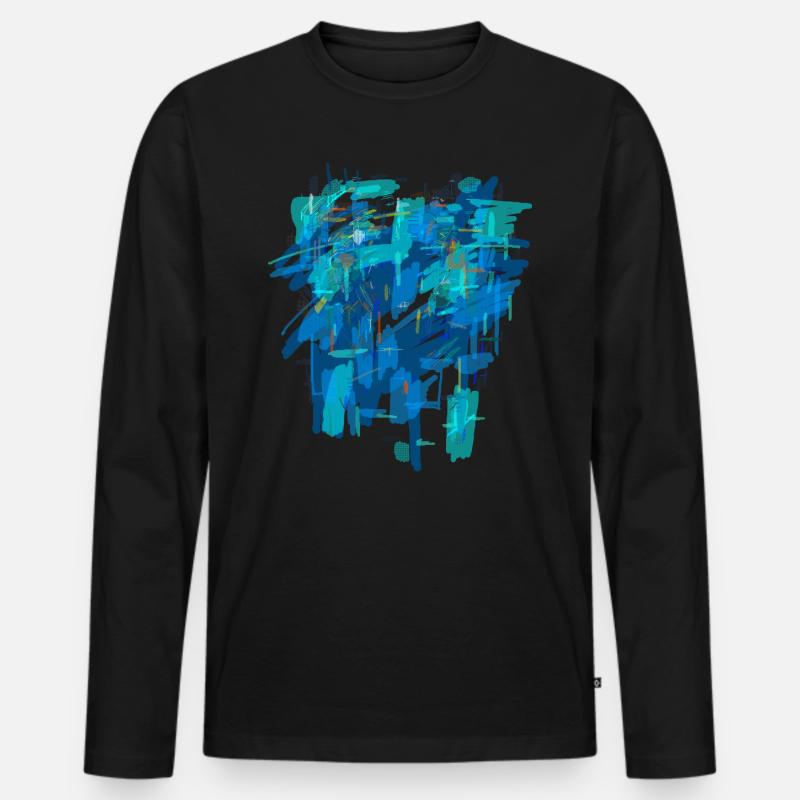 Blauer Hintergrund - Männer Premium Bio Langarmshirt - Schwarz