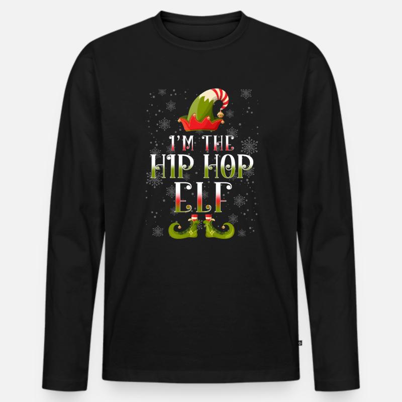 Hip Hop Elf Weihnachtsgeschenk - Männer Premium Bio Langarmshirt - Schwarz