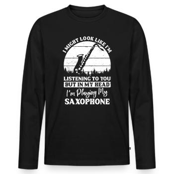 Saxofon - Männer Premium Bio Langarmshirt - Schwarz - Vorne - Nico (187cm)