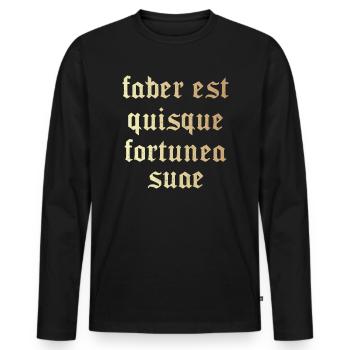 Faber est quisque fortunae suae - Männer Premium Bio Langarmshirt - Schwarz - Vorne - Nico (187cm)