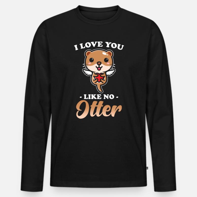 Otter - Männer Premium Bio Langarmshirt - Schwarz