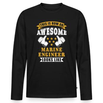 Don d’ingénieur naval - T-shirt manches longues Premium bio Homme - noir - Devant - Nico (187cm)