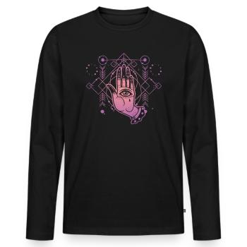 Hand Tarot sacred geometry - Men's Premium Organic Long Sleeve Shirt - black - Front - Nico (187cm)