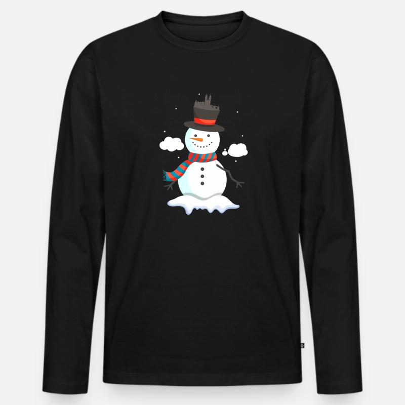 Prag Schneemann - Männer Premium Bio Langarmshirt - Schwarz