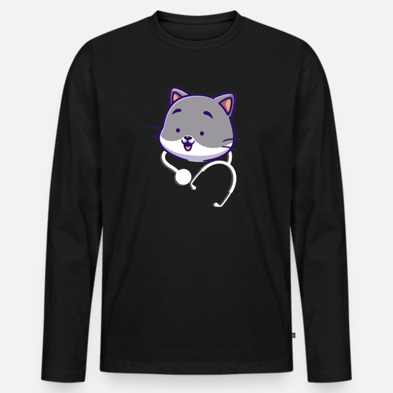 Stethoskop niedlich - Männer Premium Bio Langarmshirt - Schwarz
