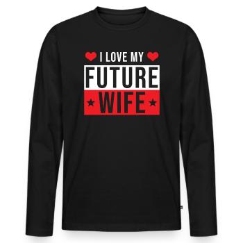 Engaged Gift - Men's Premium Organic Long Sleeve Shirt - black - Front - Nico (187cm)