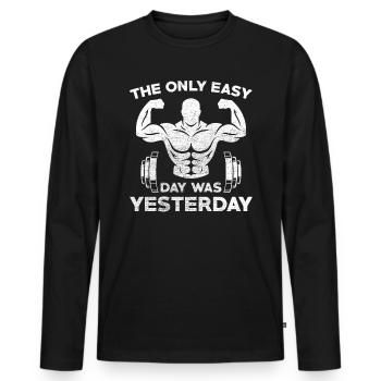 Bodybuilder - Männer Premium Bio Langarmshirt - Schwarz - Vorne - Nico (187cm)