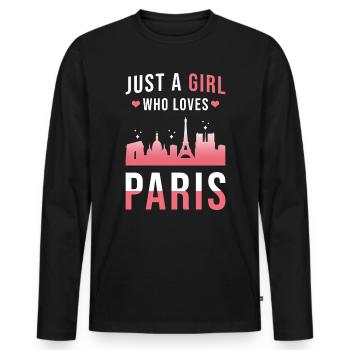 Paris - Männer Premium Bio Langarmshirt - Schwarz - Vorne - Nico (187cm)