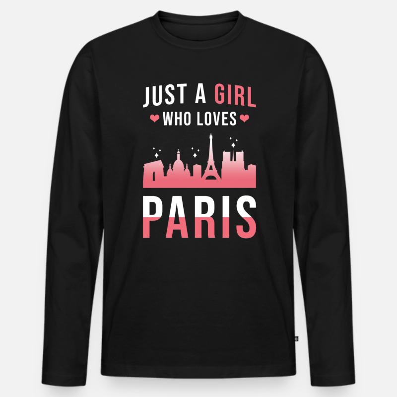 Paris - Männer Premium Bio Langarmshirt - Schwarz