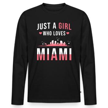 Miami - Men's Premium Organic Long Sleeve Shirt - black - Front - Nico (187cm)