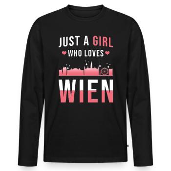 Vienna - Men's Premium Organic Long Sleeve Shirt - black - Front - Nico (187cm)