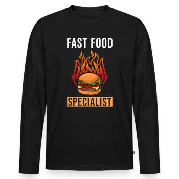 Spécialiste de la restauration rapide - T-shirt manches longues Premium bio Homme - noir - Devant - Nico (187cm)