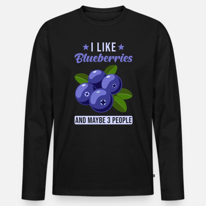 Blaubeeren - Männer Premium Bio Langarmshirt - Schwarz